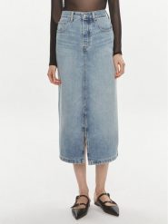 Tommy Hilfiger Spódnica jeansowa WW0WW42882 Niebieski Straight Fit. Niebieskie spódnice TOMMY HILFIGER, bez wzorów, z bawełny. Za 339.99 zł.