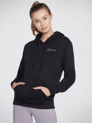 Skechers Bluza Signature Po Hoodie WHD116 Czarny Regular Fit. Czarne bluzy Skechers, s, bez wzorów, z bawełny, bez kaptura. Za 99.99 zł.