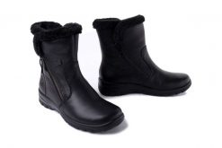 RIEKER TEX Z7181-00 black, botki damskie. Czarne botki Rieker, na zimę, bez wzorów, z wełny, bez obcasa, bez zapięcia. Za 429.90 zł.
