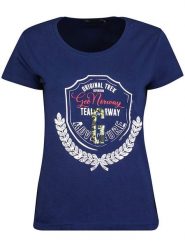 Geographical Norway Koszulka "Jirondelle" w kolorze granatowym rozmiar: S. Niebieskie bluzki Geographical Norway, s, bez wzorów, bez kołnierzyka, bez ramiączek. Za 47.95 zł.