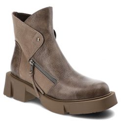 Beżowe Botki Armodo Stylowe Obuwie Damskie Zapisane Na Suwak. Brązowe botki Armodo, bez wzorów, ze skóry, bez obcasa, bez zapięcia. Za 399.00 zł.
