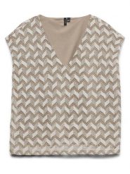 Vero Moda Bluzka w kolorze kremowo-szarobrązowym rozmiar: M. Brązowe bluzki Vero Moda, m, bez wzorów, bez kołnierzyka, bez ramiączek. Za 81.95 zł.