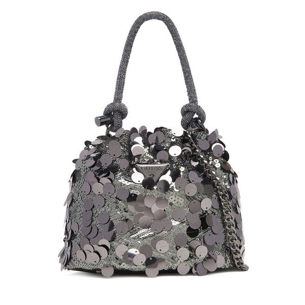 Torebka Guess. Szare torebki klasyczne Guess, z aplikacjami, bez dodatków. Za 519.99 zł.