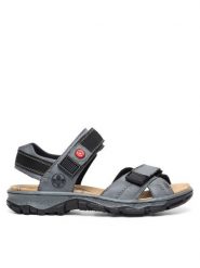 Rieker Sandały 68851-14 Niebieski. Niebieskie sandały Rieker, bez wzorów, z materiału, bez obcasa, na płaskiej podeszwie, bez zapięcia. Za 259.99 zł.