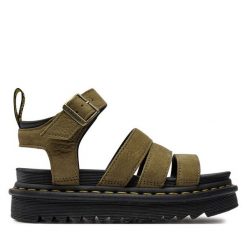 Sandały Dr. Martens. Brązowe sandały Dr. Martens, bez wzorów, bez obcasa, na płaskiej podeszwie, bez zapięcia. Za 399.99 zł.