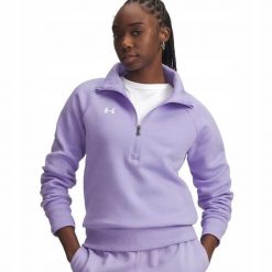 Bluza Damska Polarowa Under Armour Z Zamkiem Do Połowy Rival Fleece. Fioletowe bluzy Under Armour, bez wzorów, z polaru, bez kaptura. Za 249.99 zł.