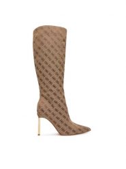 Guess Kozaki FLFCAY FAL11 Beżowy. Brązowe kozaki Guess, z materiału, bez obcasa, na szpilce, bez zapięcia. Za 824.99 zł.
