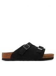 Birkenstock Klapki Zürich 1025060 Czarny. Czarne klapki Birkenstock, bez wzorów, ze skóry, bez obcasa. Za 599.99 zł.