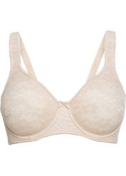 Biustonosz minimizer z wyściełanymi ramiączkami. Brązowe biustonosze bonprix, bez wzorów, z koronki. Za 77.99 zł.