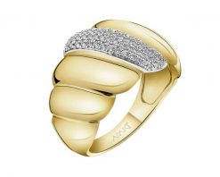 Pierścionek z żółtego złota z diamentami - 0,14 ct - próba 585. Żółte pierścionki Apart, z diamentem, złote. Za 5,890.00 zł.