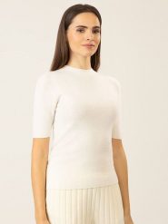 APART Wełniana koszulka w kolorze kremowym rozmiar: XL. Brązowe bluzki Apart, xl, bez wzorów, z wełny, bez kołnierzyka, bez ramiączek. Za 240.99 zł.