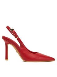DeeZee Sandały 6-705-8 Czerwony. Czerwone sandały DeeZee, bez wzorów, ze skóry, bez obcasa, na szpilce, bez zapięcia. Za 139.99 zł.