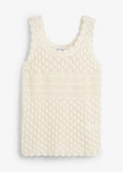 Top dzianinowy. Czarne topy bonprix, bez wzorów, z bawełny, bez kołnierzyka, bez ramiączek. Za 77.99 zł.