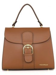 Mia Tomazzi Skórzana torebka "Domaso" w kolorze jasnobrązowym - 26 x 21 x 12 cm rozmiar: onesize. Brązowe torby na ramię Mia Tomazzi, bez wzorów, z materiału, przez ramię, bez dodatków. Za 304.99 zł.