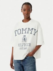 Tommy Hilfiger T-Shirt Varsity WW0WW50940 Kremowy Relaxed Fit. Białe t-shirty TOMMY HILFIGER, m, bez wzorów, z bawełny, bez kołnierzyka, bez ramiączek. Za 329.99 zł.