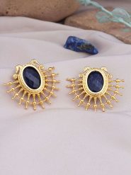 Pierres de Jade Pozłacane kolczyki-wkrętki z agatami rozmiar: onesize. Niebieskie kolczyki Pierres de Jade, z agatem, pozłacane. Za 56.99 zł.