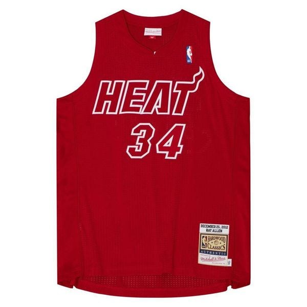 Koszulka Miami Heat Authentic Christmas Day Ray Allen 2012/13. Czerwone bluzki Mitchell & Ness, bez wzorów, sportowe, bez kołnierzyka, bez ramiączek. Za 1,289.50 zł.