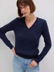 MAVI Sweter w kolorze granatowym rozmiar: L. Niebieskie swetry Mavi, l, bez wzorów, ze splotem, bez ramiączek. Za 114.95 zł.