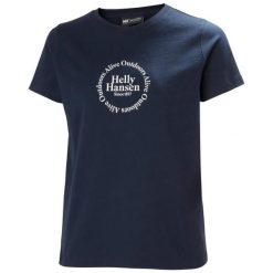 Koszulka damska Helly Hansen Core Graphic 2.0. Niebieskie koszulki sportowe Helly Hansen, bez wzorów, bez ramiączek. Za 143.95 zł.