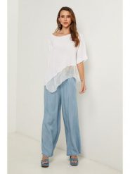 Fleur de Lin Bluzka w kolorze białym rozmiar: XL. Białe bluzki Fleur de Lin, xl, bez wzorów, ze lnu, z asymetrycznym kołnierzem, bez ramiączek. Za 174.95 zł.
