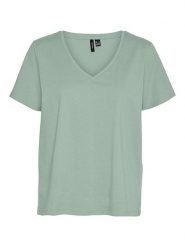Vero Moda Koszulka w kolorze zielonym rozmiar: XS. Zielone bluzki Vero Moda, xs, bez wzorów, z bawełny, bez kołnierzyka, bez ramiączek. Za 39.03 zł.
