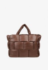 Brązowa Pikowana Torebka Shopperka z Efektem 3D Vamirre. Brązowe shopper Born2be, bez wzorów, z jeansu, pikowane, bez dodatków. Za 159.99 zł.