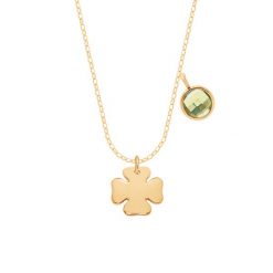 Naszyjnik z pozłacaną koniczyną i zielonym kryształem. Żółte naszyjniki Lilou, pozłacane. Za 323.00 zł.