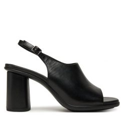 Sandały ECCO. Czarne sandały ecco, bez wzorów, bez obcasa, na słupku, bez zapięcia. Za 489.99 zł.