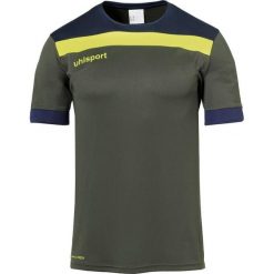 Polo Uhlsport Offense 23. Niebieskie koszulki polo Uhlsport, bez wzorów, z materiału, bez kołnierzyka, bez ramiączek. W wyprzedaży za 88.55 zł.