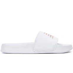 Klapki damskie New Balance SWM200J3 – białe. Białe klapki New Balance, bez wzorów, bez obcasa. Za 99.99 zł.