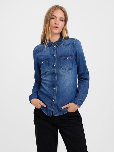 Vero Moda Bluzka w kolorze niebieskim rozmiar: S. Niebieskie bluzki Vero Moda, s, bez wzorów, z bawełny, bez kołnierzyka, bez ramiączek. Za 116.86 zł.