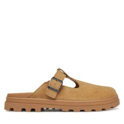 Klapki Palladium. Brązowe klapki Palladium, bez wzorów, bez obcasa. Za 239.99 zł.