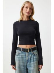 Happiness Istanbul Koszulka w kolorze czarnym rozmiar: 42. Czarne bluzki Happiness Istanbul, bez wzorów, bez kołnierzyka, bez ramiączek. Za 52.99 zł.