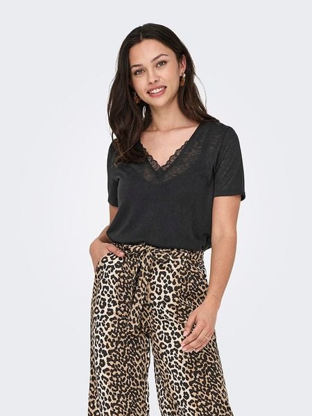 ONLY Koszulka w kolorze czarnym rozmiar: S. Czarne bluzki Only, s, bez wzorów, z koronki, bez kołnierzyka, bez ramiączek. Za 41.49 zł.