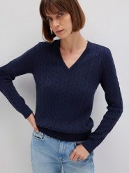 MAVI Sweter w kolorze granatowym rozmiar: M. Niebieskie swetry Mavi, m, bez wzorów, ze splotem, bez ramiączek. Za 109.95 zł.