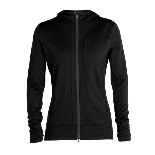 Bluza trekkingowa damska icebreaker Quantum III LS Zip Hood. Czarne bluzy Icebreaker, xs, bez wzorów, bez kaptura. Za 559.99 zł.