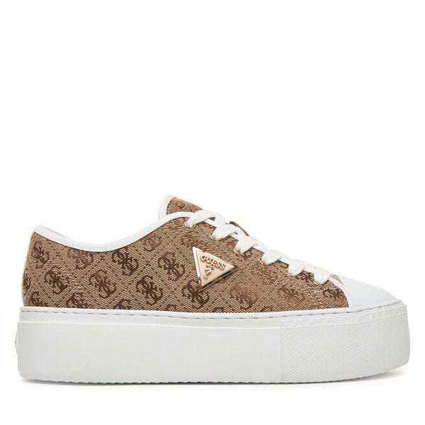 Trampki Guess. Brązowe trampki Guess, z aplikacjami, bez zapięcia. Za 474.99 zł.
