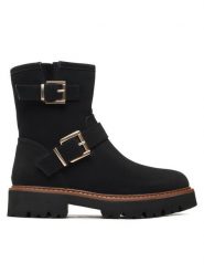 Jenny Fairy Botki WS88176-03 Czarny. Czarne botki Jenny Fairy, bez wzorów, ze skóry, bez obcasa, na płaskiej podeszwie, bez zapięcia. Za 139.99 zł.