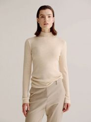 Josephine & Co Sweter "Angie" w kolorze beżowym rozmiar: XL. Brązowe swetry Josephine & Co, xl, bez wzorów, z wełny, bez ramiączek. Za 121.99 zł.