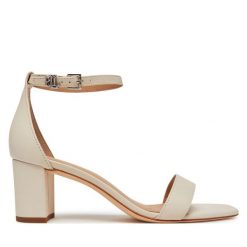 Sandały LAUREN RALPH LAUREN. Białe sandały Lauren Ralph Lauren, bez wzorów, bez obcasa, na słupku, bez zapięcia. Za 439.99 zł.