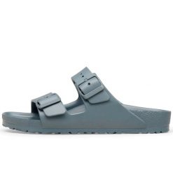 Klapki Birkenstock Arizona Eva Damskie. Szare klapki Birkenstock, bez wzorów, bez obcasa. Za 276.50 zł.