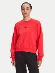 Adidas Bluza Essentials Small Logo Feelcozy JI6061 Czerwony Loose Fit. Czerwone bluzy Adidas, l, bez wzorów, z bawełny, bez kaptura. Za 199.99 zł.