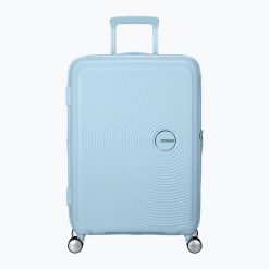 Walizka podróżna American Tourister Soundbox 8. Niebieskie walizki American Tourister, bez wzorów. Za 659.99 zł.