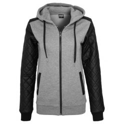 Damska Pikowana Bluza Z Zamkiem Błyskawicznym Ze Skóry Syntetycznej. Czarne bluzy Urban Classics, xs, bez wzorów, ze skóry, bez kaptura. Za 147.99 zł.