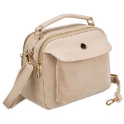 Listonoszka damska mała saszetka na ramię skóra ekologiczna modna beżowa torebka na suwak Peterson PTN MX02-P. Brązowe torby na ramię Peterson, bez wzorów, ze skóry ekologicznej, do ręki, małe, bez dodatków. Za 104.99 zł.