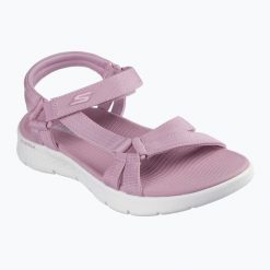 Sandały damskie SKECHERS Go Walk Flex Sandal Sublime. Fioletowe sandały Skechers, bez wzorów, bez obcasa, bez zapięcia. Za 209.99 zł.