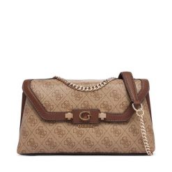 Torebka Guess. Brązowe listonoszki Guess, z aplikacjami, bez dodatków. Za 584.99 zł.