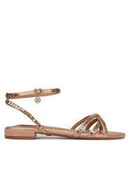 Nine West Sandały R25SS018660 Beżowy. Brązowe sandały Nine West, bez wzorów, z materiału, bez obcasa, na płaskiej podeszwie, bez zapięcia. Za 189.99 zł.