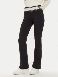 Guess Spodnie palazzo Ann V3BB09 KBCK2 Czarny Regular Fit. Czarne spodnie materiałowe Guess, xs, z aplikacjami, z materiału. Za 249.99 zł.