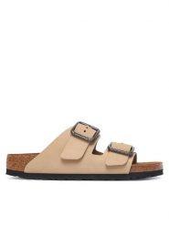 Birkenstock Klapki Arizona Wire Buckle 1031579 Beżowy. Brązowe klapki Birkenstock, bez wzorów, z nubiku, bez obcasa. Za 674.99 zł.